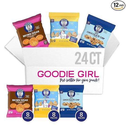 Goodie Girl Snack Pack Variety – Magical Animal Crackers, Mini Chocolate Chip & Brown Sugar Cookies – Gluten Free, Peanut Free – 24 Bags