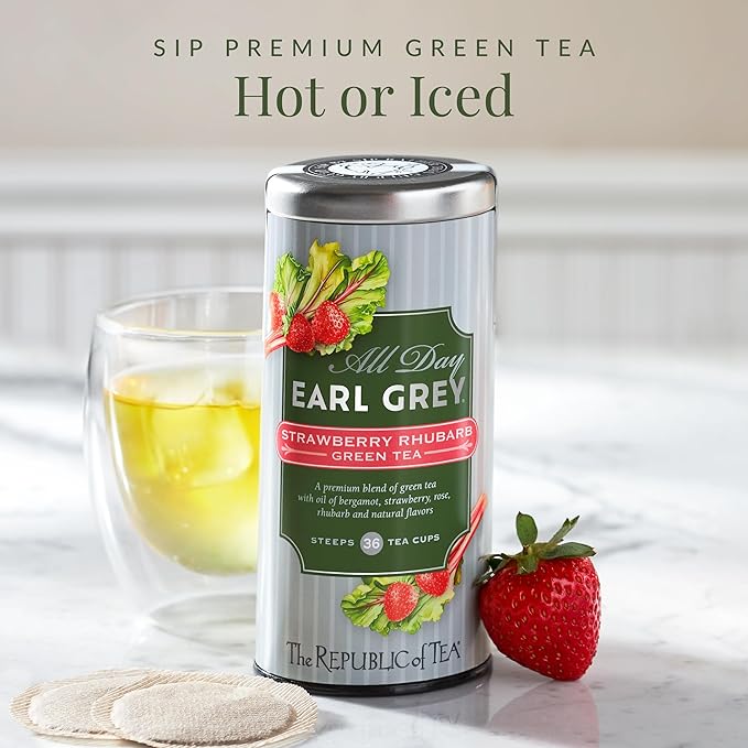 The Republic of Tea ??All Day Earl Greyì§?Strawberry Rhubarb Green Tea, Naturally Caffeinated, 36 Tea Bags