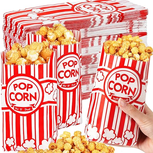 500pcs Paper Popcorn Bags for Party, 1 Oz Small Vintage Individual Servings Popcorn Container Pop Corn Bags Bulk for Popcorn Machine Accessories Supplies Movie Nights (500)