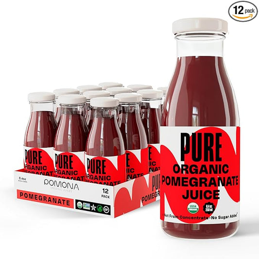 Pure Pomegranate Juice, 8.4 Ounce Bottle (Pack of 12), Cold Pressed Organic Juice, Non-GMO, No