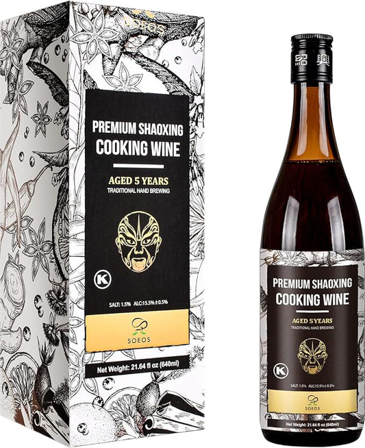 Soeos Cooking Wine,Shaoxing Rice Wine,Chinese Cooking Wine,Rice Cooking Wine,Shaoxing Wine Chinese Cooking Wine,Shao Hsing Rice Wine,21.64 fl oz (640 ml),1 Packs,Premium 5 Year Aged Cooking Wine