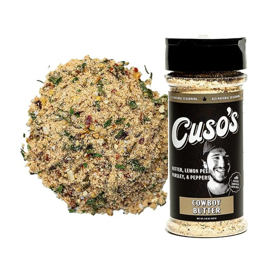 Cuso’s Cowboy Butter Seasoning - Great Tasting Steak Seasonings - Roasted Garlic Butter Seasoning - Best BBQ Rubs for Smoking - Garlic Butter Herb BBQ Seasoning Rub - 1 Count BBQ Rub Seasoning