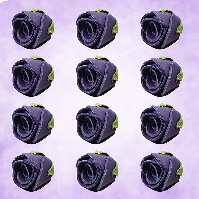 Confect Edible Flower | Edible Flower for cake decorations | Edible Flower Toppers | | Cupcakes & Doughnut Edible Toppers | True Purple Sugar Flower- Vegan, Gluten-Free, Soy-Free, Dairy-Free, Palm Oil-Free -Pack of 12