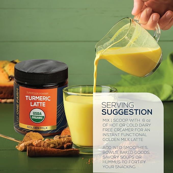 Organic Ceylon Cinnamon & Turmeric Latte Powder ??USDA Organic, Fair-Trade, Non-GMO, with Ashwagandha, Lion???Mane, Ginger ??Perfect for Cooking, Golden Milk, Smoothies & Tea