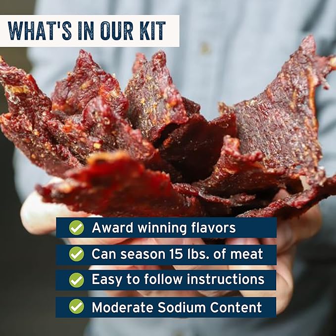 PS Seasoning Jerky Seasoning and Cure Kit (Sweet & Hot) - Award-Winning DIY Beef Jerky Making Kit with Seasoning Mix & Cure - Oven, Smoker, Dehydrator - Great for Beef, Turkey, Venison, Wild Game