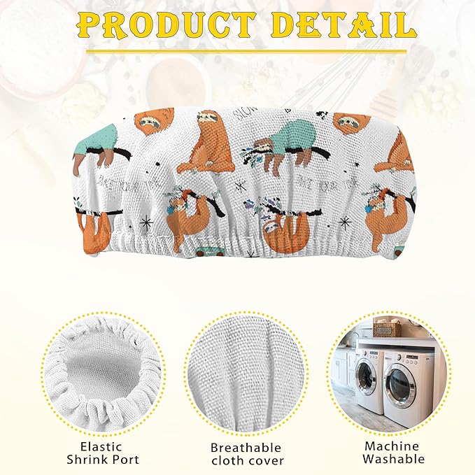 5-Pack Cloth Covers for Sourdough Starter Jar, Cute Sloth Music Cloth Covers Reusable Cloth Lid Top Sourdough Cover Bread Fermentation Baking Supplies for 3-4 Inch Jar Mouth