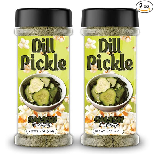 Dill Pickle Popcorn Seasoning Shaker ??2 Pack Tangy Snack Blend with Premium Dill & Vinegar ??Bold Gourmet Sprinkle for Popcorn, Chips, Fries, Veggies, Potatoes, Sandwiches, Snacks, Meals, Parties