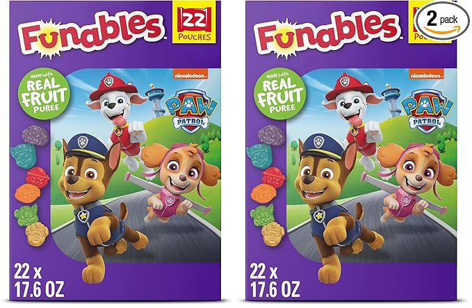 Funables Fruity Snacks, PAW Patrol, Assorted Fruit, Flavored Snacks, 0.8 oz 22 ct (Pack of 2)