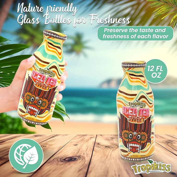 Tropikiss 12-Pack Sweet Iced Tea – Antioxidant-Rich Refreshing Drink | Natural Bottled Ice Tea | Healthy & Flavorful Beverage