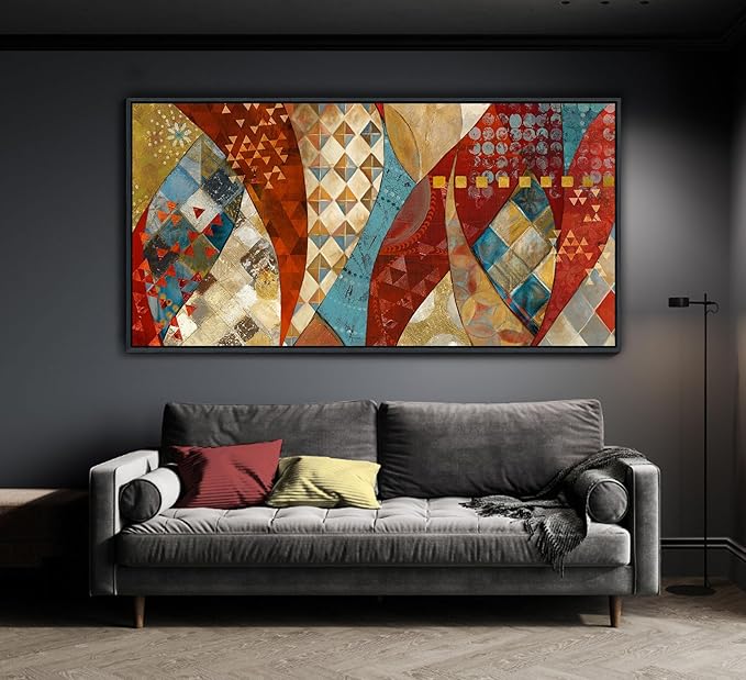 YDYSUNE Extra Large Wall Art vintage Red and gold Picture mixed media Painting Modern Artwork abstract for Living Room Bedroom Dinning Room Home Office Wall Decor 29x58
