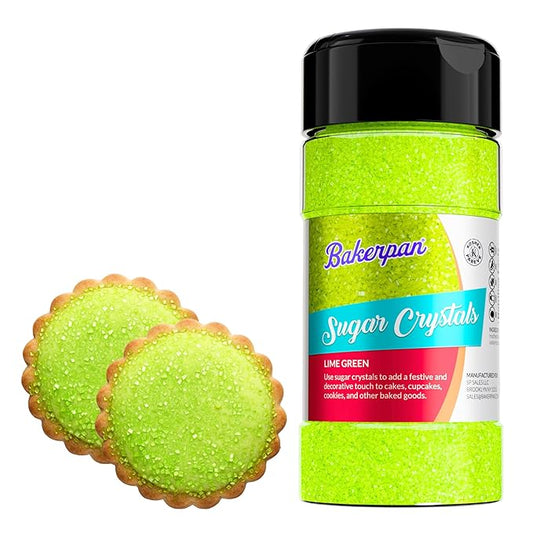 Bakerpan Sugar Sprinkles for Baking - 7 Ounce Lime Green Decorating Sugar Crystals for Cookies, Cake Pops, Ice Cream (Made in USA)