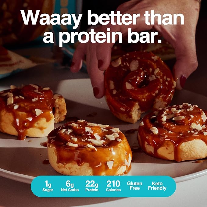 Legendary Foods 22g Protein Roll+ Sticky Bun Flavored, High Protein Snack Cakes, Low Carb Meal Replacement, Gluten Free and Keto Friendly Rolls, Zero Sugar Added, Diabetic Bariatric Friendly 10-Pack