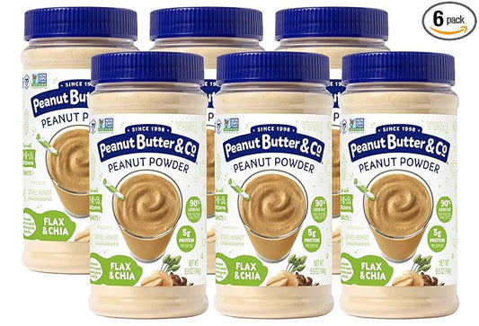 Peanut Butter & Co. Flax & Chia Peanut Powder, Non-GMO Project Verified, Gluten Free, Vegan, 6.5 Ounce Jars (Pack of 6)