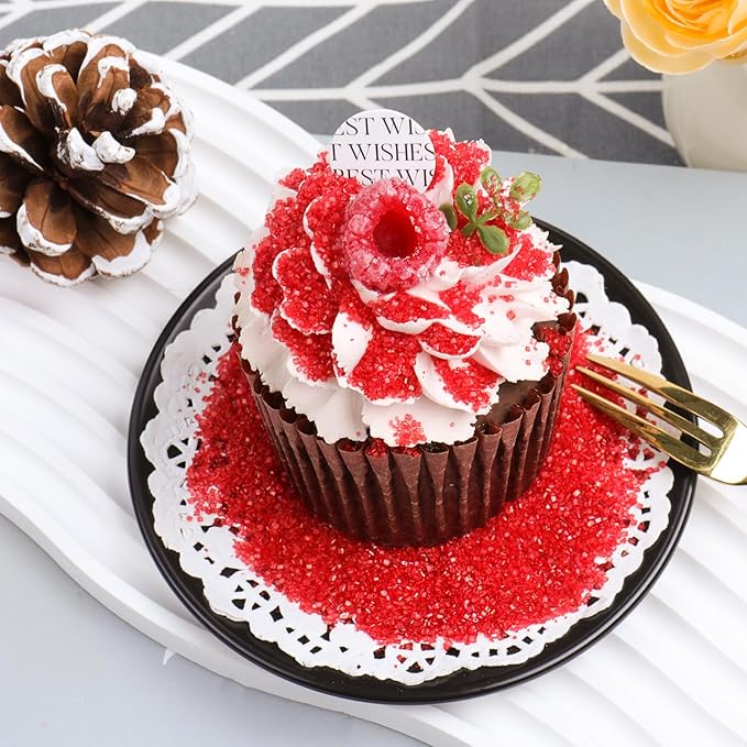 Red Sanding Sugar Sprinkles, 6.35 Oz Edible Sparkling Sugar Crystals for Baking Cookies Ice Cream Cupcake Cake Decorations