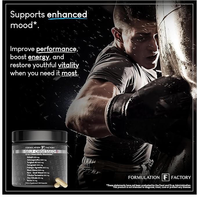 Self Obsessed 10 in 1 Masculinity Maximizer Supplement, Shilajit for Men, Tongkat Ali 120 Count (Pack of 3)