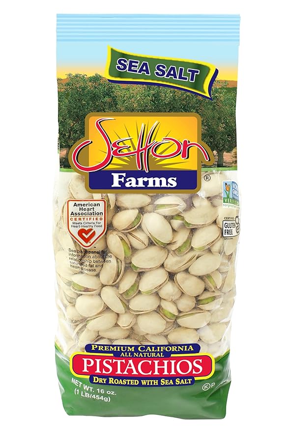 Setton Farms Dry Roasted and Salted Pistachios, Premium California In Shell Pistachios, 1 pound Bag (16 Ounce), Certified Non-GMO, Gluten Free, Vegan and Kosher