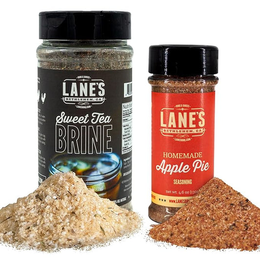 Lane's Apple Pie BBQ Rub & Sweet Tea Brine Kit, Pork Rub Seasoning for Smoking & Grilling Steak, Chicken, Wings, Ribs, Ham, and Pork Chop Seasoning for a Sweet and Savory Southern Barbecue Flavor