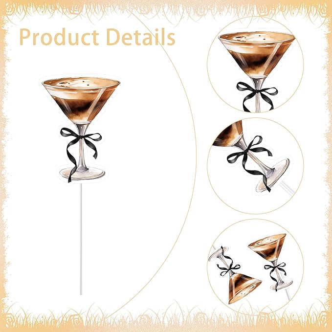 24Pcs Espresso Martinni Cupcake Toppers, Coffee Martini Cupcake Decorations, A Tiny Bit Older Bridal Shower Party Supplies, Bachelorette Decor