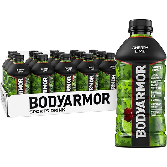 BODYARMOR Sports Drink Sports Beverage, Cherry Lime, Coconut Water Hydration, Natural Flavors With Vitamins, Potassium-Packed Electrolytes, Perfect For Athletes, 28 Fl Oz (Pack of 15)