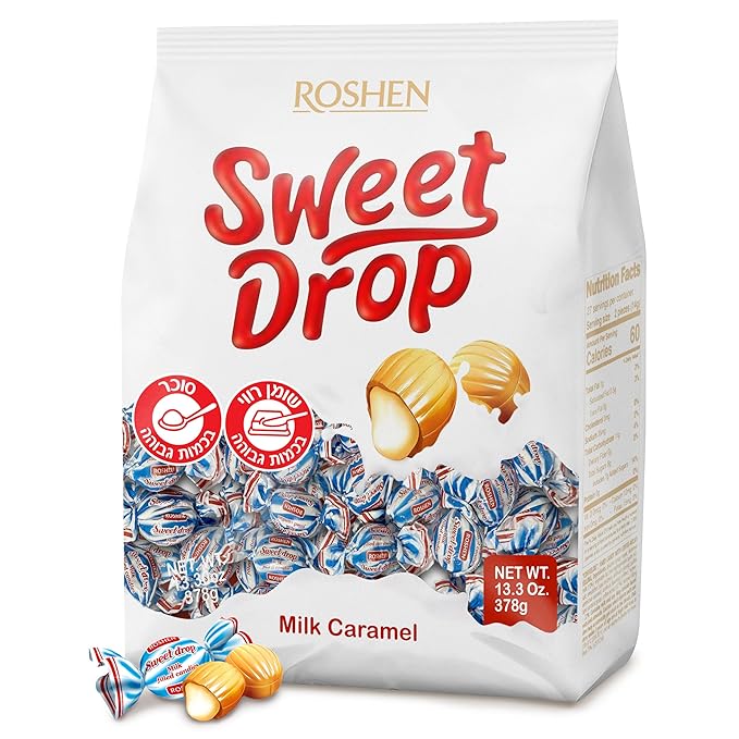 Roshen Caramel Candy Sweet Drop with Milky Filling, Delicious, Flavorful Sweets 378gr/13.33oz Pack of 1