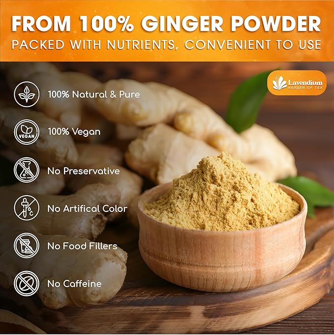 Lavendium, Premium 25oz (1.56 lbs) Ginger Powder ??Ground Ginger Root ??Pure, No Additives ??Ideal for Cooking, Baking, Smoothies, and Spice Blends. No Sugar, No Caffeine, No Gluten, Vegan