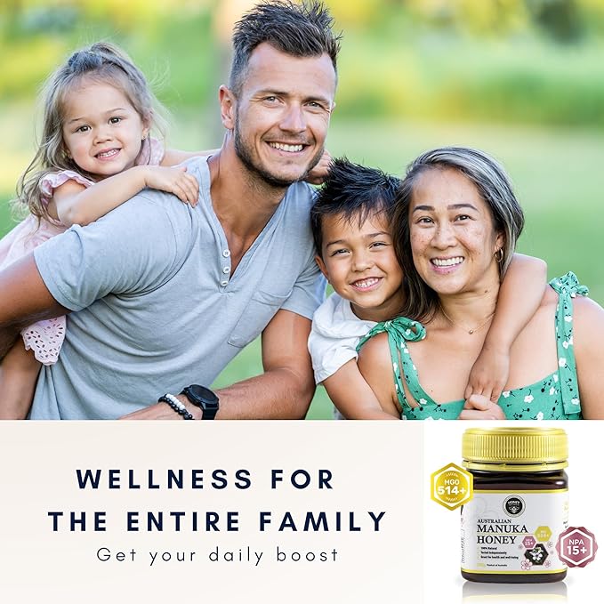 Honey Australia Manuka Honey MGO 514+ | 8.8 oz | Raw, Organic, Pure Certified Australian Honey for Immunity Support & Vitality | Natural Sweetener & Health Boost | Medical Grade, Nutrient-Rich Honey