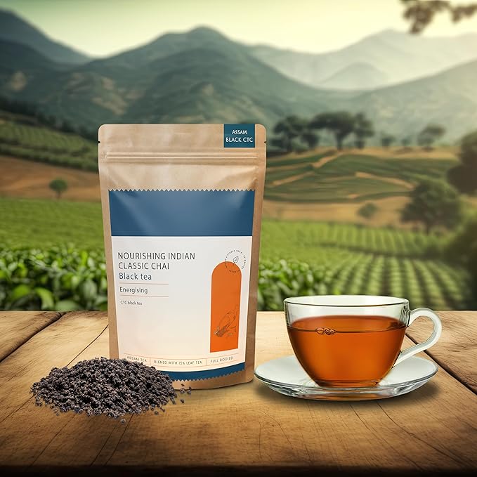 TeaNOURISH Nourishing Indian Classic Chai Tea | Full Bodied Assam CTC Tea Blended with 15% Black Tea Leaves| Freshly Sourced Direct from Origin | 100% NATURAL - 7.05oz/200g (Pack of 2)