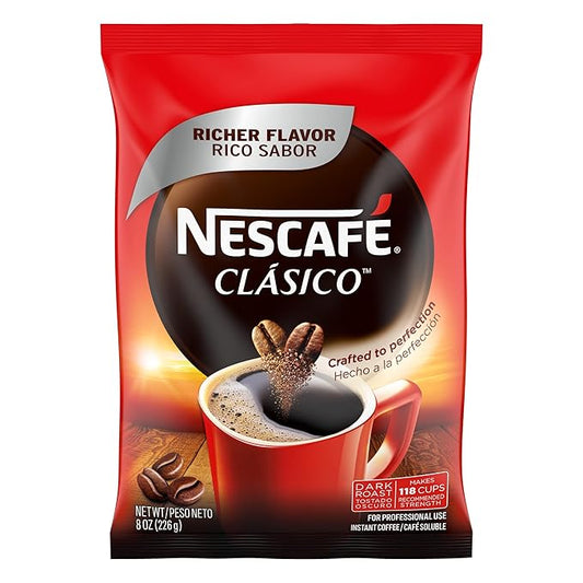 Nescafe Clasico Dark Roast Instant Coffee, 8 oz Pouch