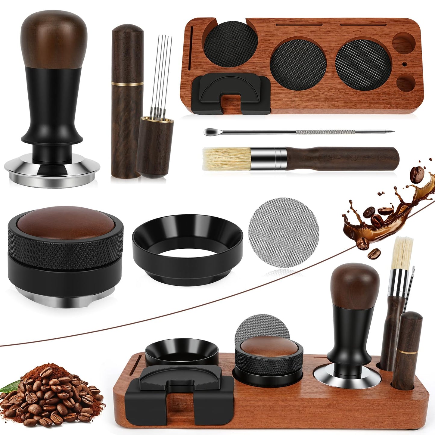 YUNGOO 8 PCS Espresso Accessories Kit, 51mm Espresso Tamper Kit Coffee Tamper Set with Coffee