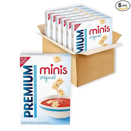 Premium Original Mini Saltine Crackers, Lunch Snacks, Bulk Snacks, 6 - 11 oz Boxes