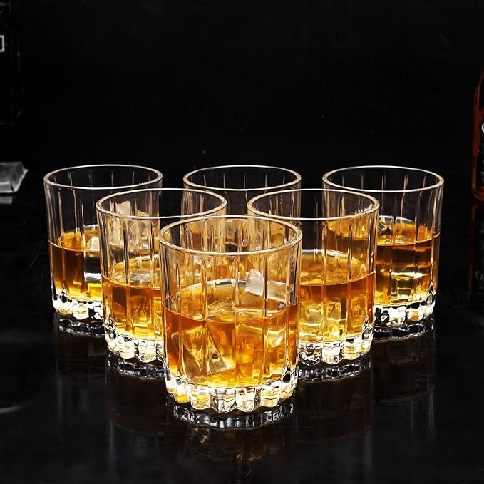 KANARS Crystal Whiskey Glasses Set of 6-10 Oz Rock Glasses in Elegant Gift Box - Bourbon Glass Tumbler for Birthday, Wedding Anniversary, Housewarming and Retirement - Whisky Men Gifts
