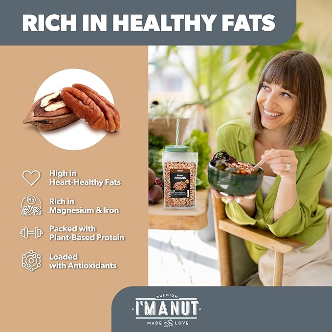 Premium Raw Chopped Pecans 16oz (1 lb)| American-Grown, Non-GMO | Batch Tested Gluten & Peanut Free | No PPO or Preservatives | Rich Flavor for Snacking & Cooking