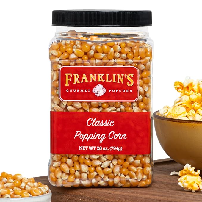 Franklin?셲 Gourmet Popcorn 28oz Tub Classic Popcorn Kernels for Popping - Made in USA, Non-GMO & All-Natural - Old Fashioned Unpopped Popcorn Kernels for Popcorn Machine