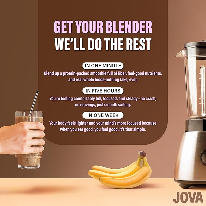 JOVA Double Chocolate Protein Shake | 25g Protein, 11g Fiber, 2g Sugar, 0g Added Sugar | Nutritious, Delicious & Ready in 1 Minute (Gluten-Free, Non-GMO, USA Made), 3-Pack
