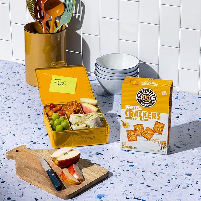 PRETZELIZED Snacks PRETZELIZED Pretzel Crackers, Honey Mustard Flavored, 6.5oz Box (Pack of 12)