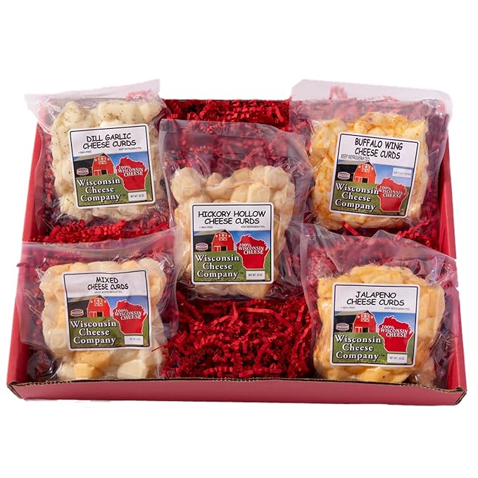 Wisconsin Cheese Company - Wisconsin Cheese Curd Sampler Gift Box - 100% Wisconsin Famous & Fresh Curds | Perfect for Parties, Charcuterie Boards and Birthday Gifts