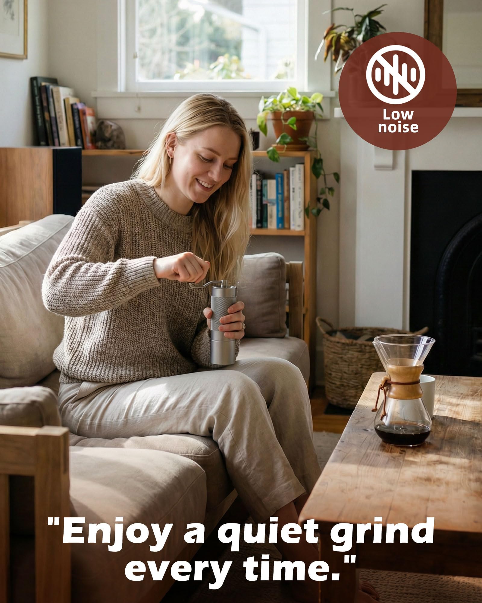Pro Manual Coffee Grinder Stainless Steel Conical Burr With Adjustable Settings.Portable For