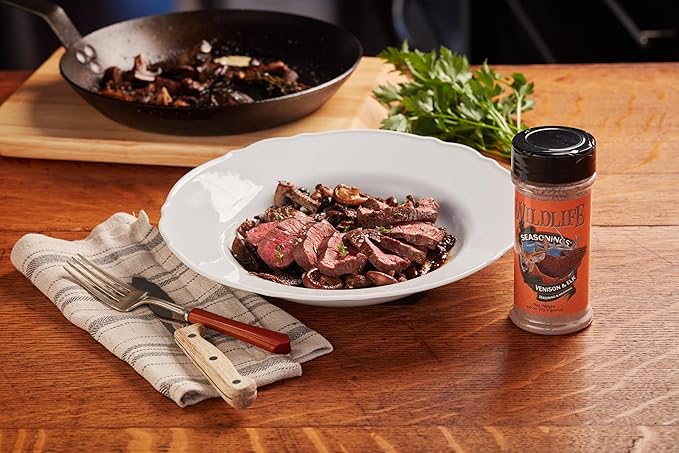 Wildlife Seasonings Venison & Elk Marinade – Wine Based with Robust Earthy Spices for a Bold Flavor for Wild Game, Beef & Duck | Seasoning & Spicy Marinade Blend for Grilling & Roasting | 4.0 oz Jar