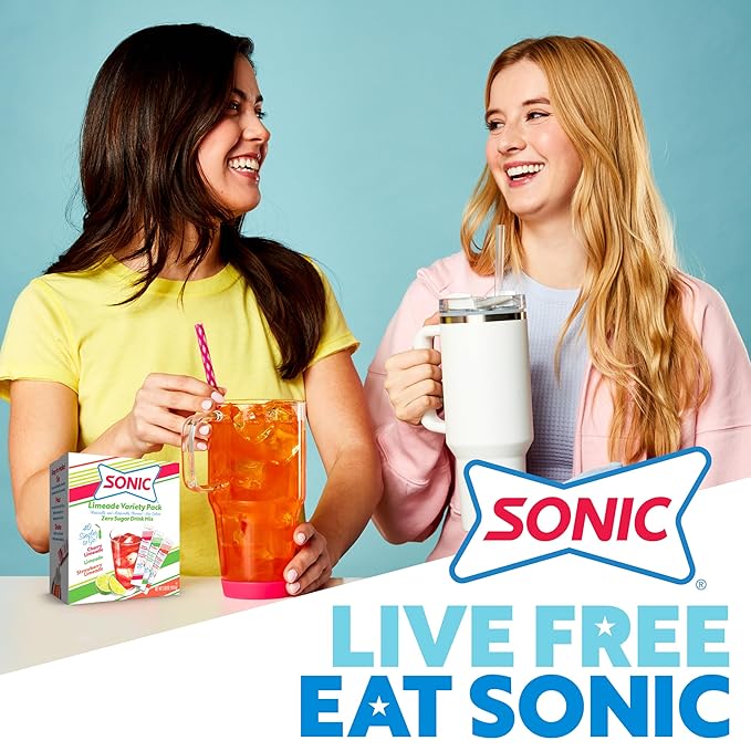 Sonic Singles To Go Variety Pack, Watertok Powdered Drink Mix, Includes 3 Flavors, Cherry Limeade, Strawberry Limeade, 1 Box (40 Servings)