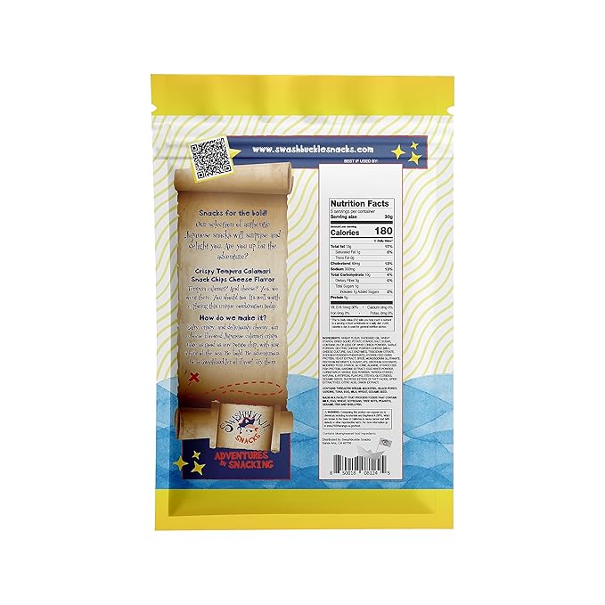 Swashbuckle Snacks Crispy Tempura Calamari Snack Chips Cheese Flavor 5.29oz (150g), Made in Japan, Otsumami