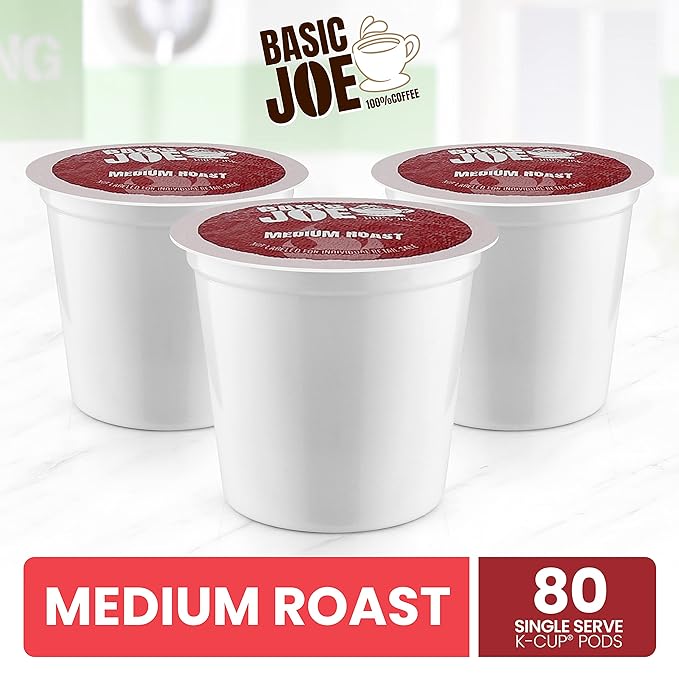 Basic Joe 80-Count 100% Arabica Medium Roast Single Serve Coffee Pods for K-Cup Keurig Brewers