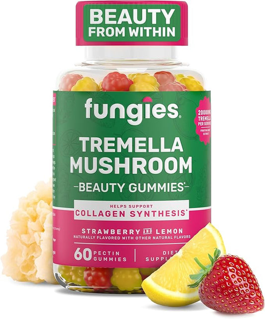Fungies Tremella Mushroom Gummies, Mixed Strawberry & Lemon Flavor - Mushroom Herbal Supplement