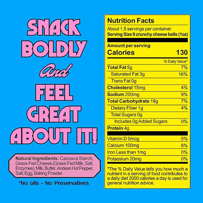 Cassavida Grain Free Crunchy Cheese Bites - Andean Aji Chili Flavoured | 1.5 Ounce (Pack of 3) | Gluten & Sugar-Free, Non-GMO Protein Snacks - Baked with 100% Grass-Fed Cheese & Cassava Flour