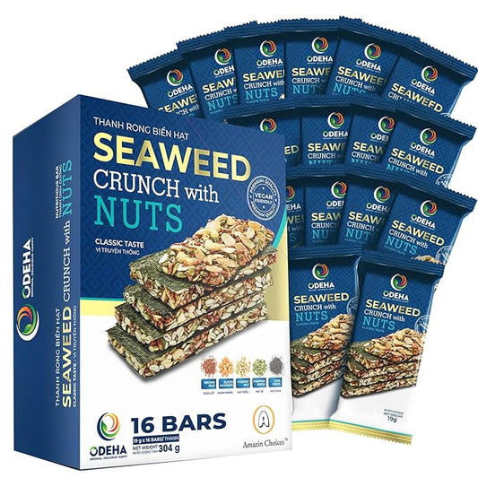 Seaweed Crunch with Nuts Classic Taste??Amazin Choices Vegan Snack Bars with Cashews, Almonds & Pumpkin Seeds ??Premium Asian Chips ??Seaweed Sheets ??Sandwich Seaweed ??Variety Pack