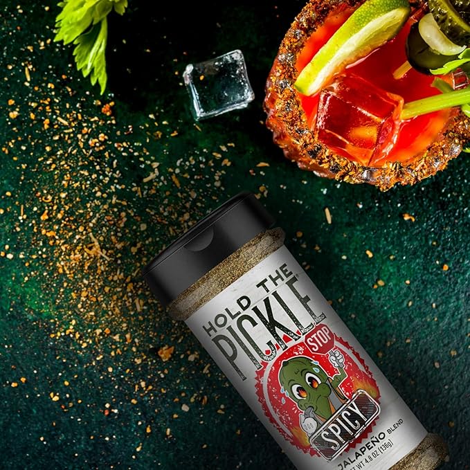 Hold The Pickle Spicy Dill Pickle Seasoning - Great for Popcorn, Organic Seasoning for Cooking, Spicy Dill Pickles Spice - Vegan, Non-GMO, Gluten Free, Kosher Certified, 4.8 Oz Shaker