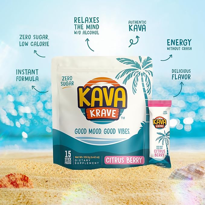 Citrus Berry Kava Drink Mix ??15 Pack for Natural Energy, Mood Support, Stress Relief & Nootropic Focus