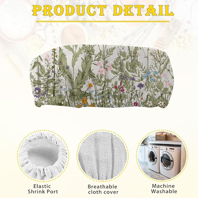 Herbs 5- Pack Cloth Covers for Sourdough Starter Jar, Wild Flowers Cloth Covers Reusable Lid Top Sourdough Bowl Cover Bread Fermentation Baking Supplies for 3-4 Inch Jar Mouth