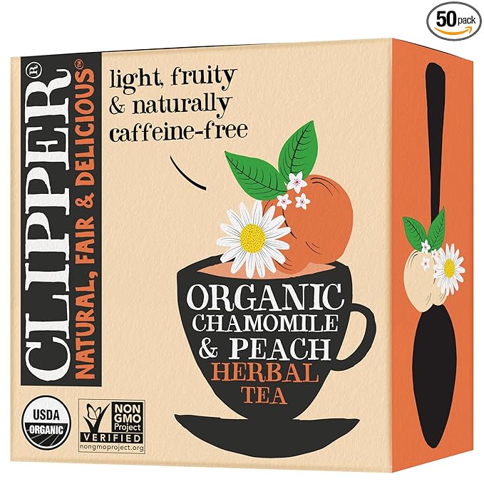 Clipper Tea Chamomile & Peach Teabags ??USDA Organic, Great Hot or Iced ??Natural, Fair & Delicious Fruity Chamomile & Peach Infusion ??50 Tea Bags
