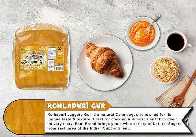 Rani Kolhapuri Gur (Jaggery) 70oz (4.4lbs) 2kg ~ Unrefined Cane Sugar, No Color added, Gluten Friendly | Vegan | NON-GMO | Kosher | No Salt or fillers