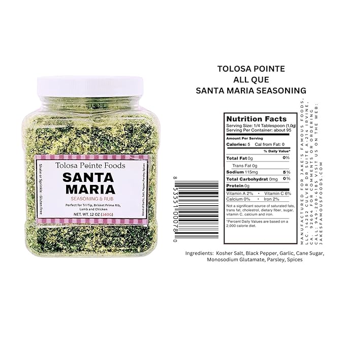 Tolosa Pointe - Santa Maria Seasoning 11 Oz Tri Tip, Steak, Chicken, Steak Seasoning for Grilling, BBQ Rub (312g)